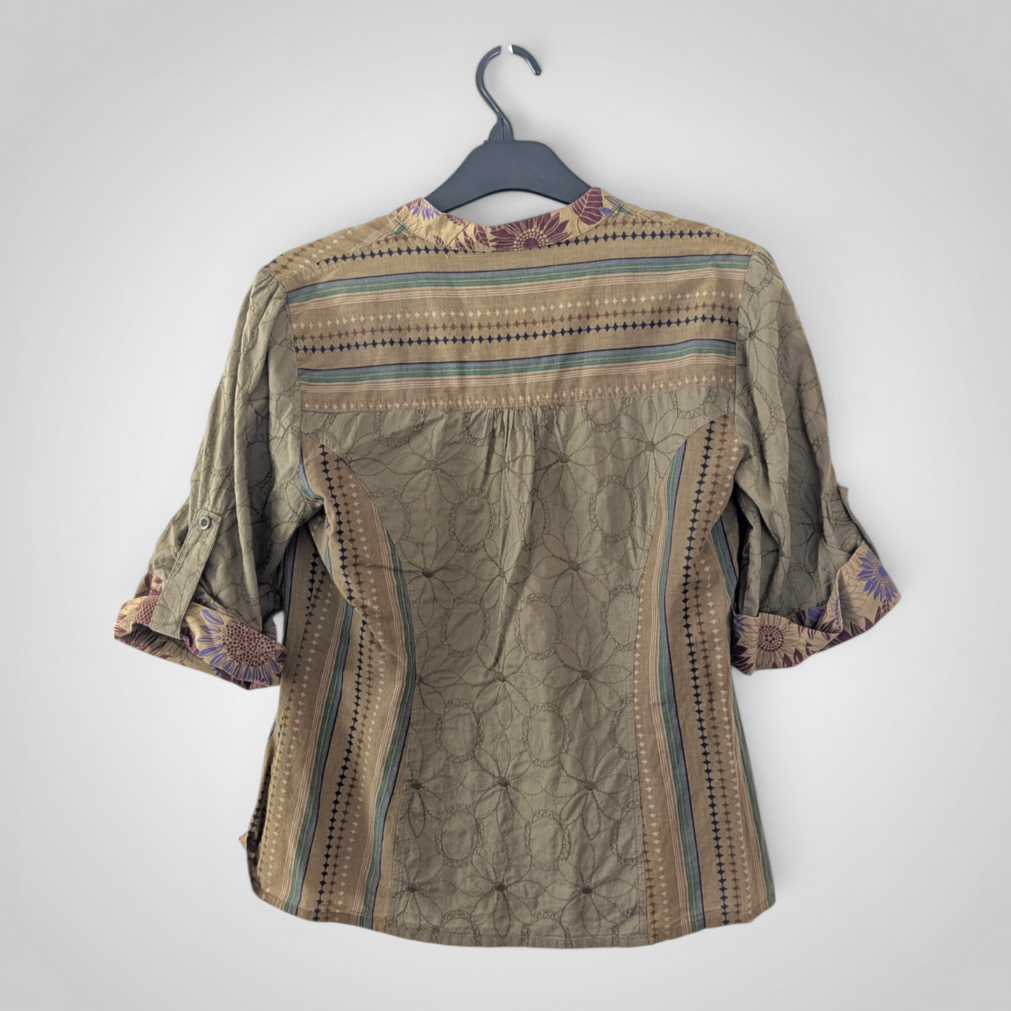 90's Khaki Embroidered Pattern Shirt