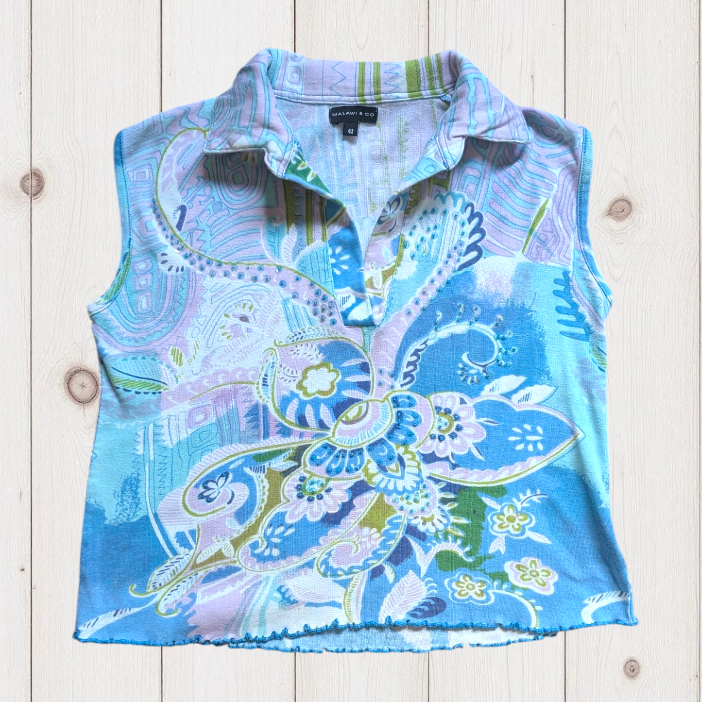 00's Turquoise Crop Top