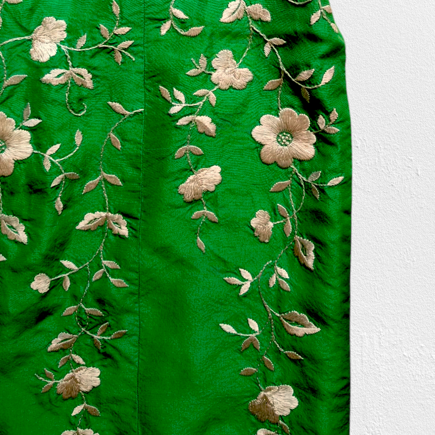 00's Green Floral Strapless Dress
