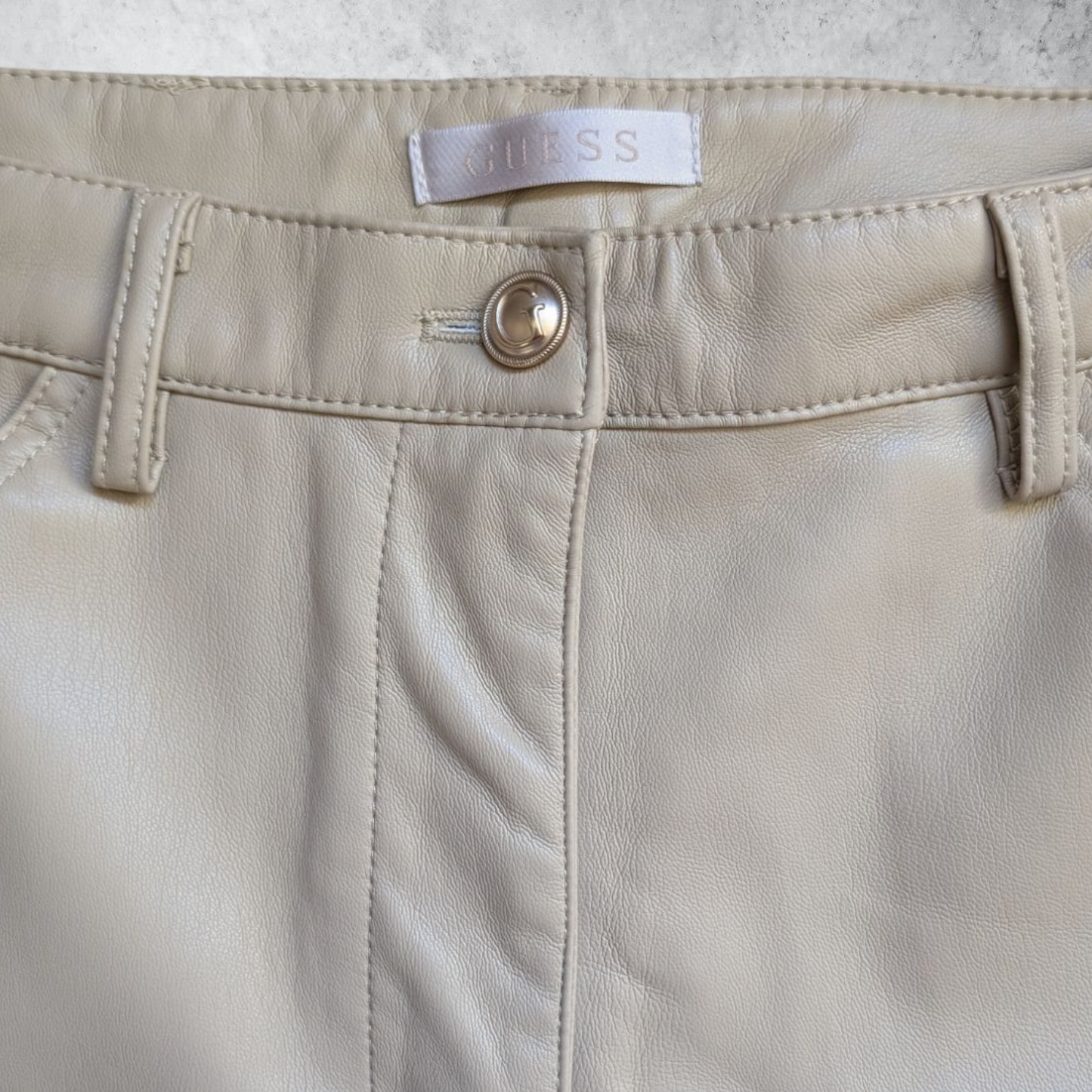 Guess Cream Faux Leather Trousers