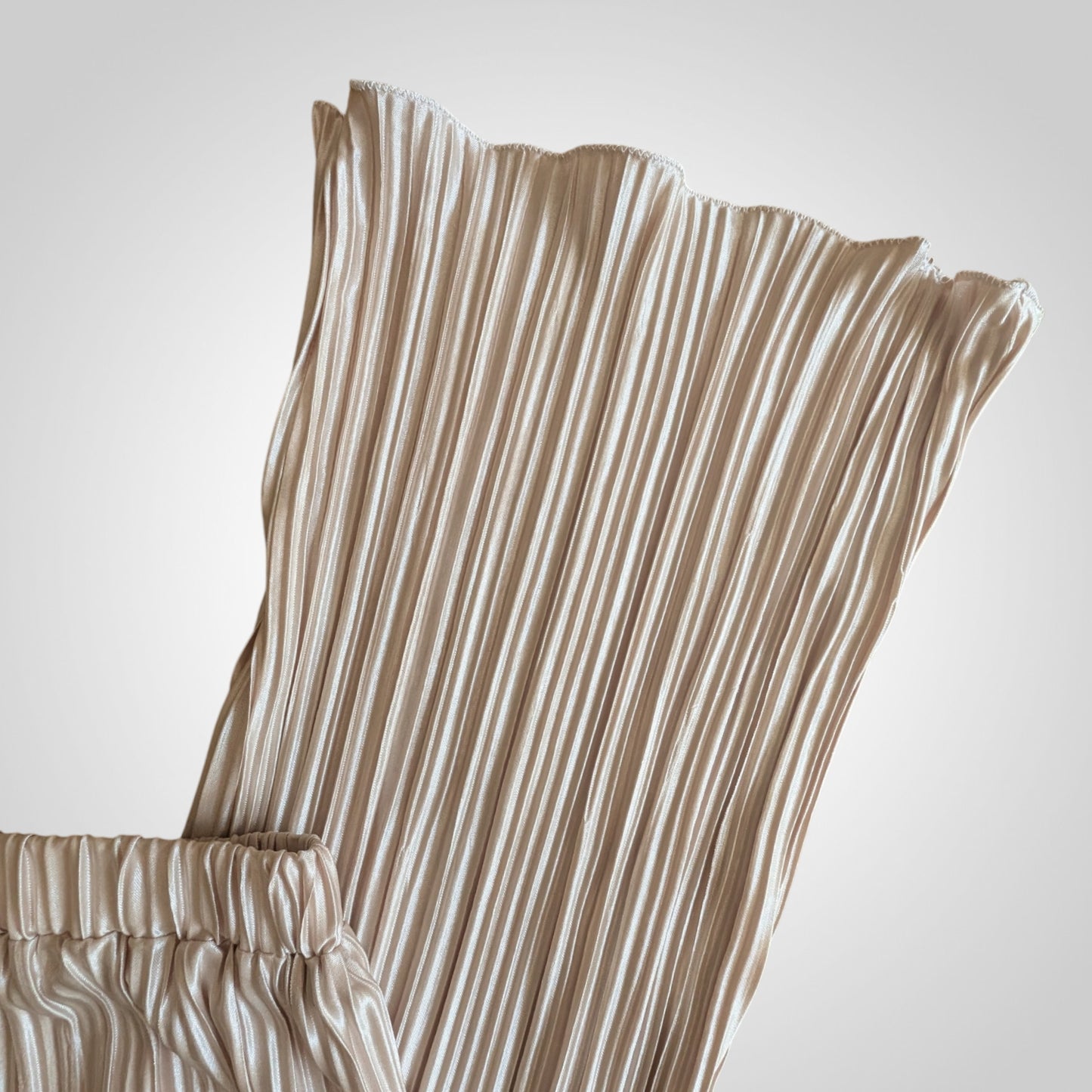 Champagne Cream Pleated Flared Trousers