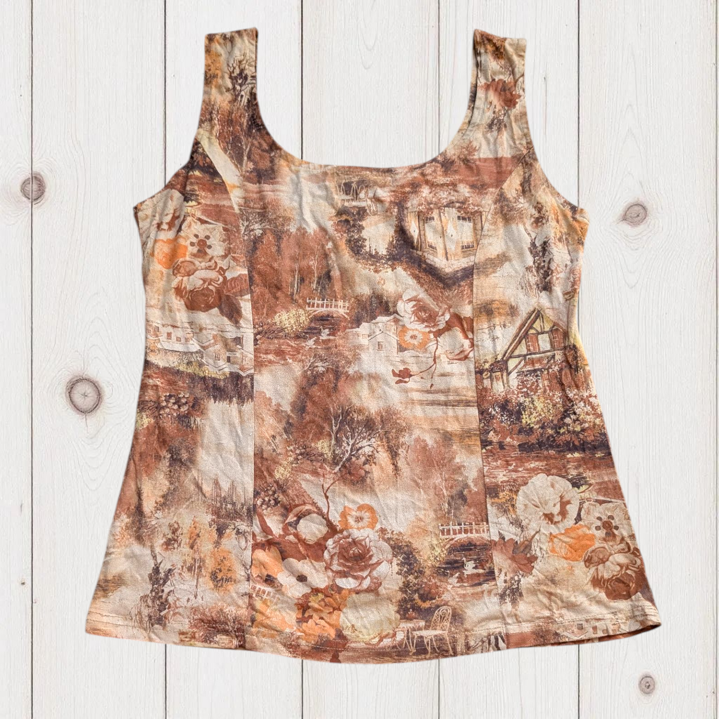 00s Brown Faux Lace Up Top