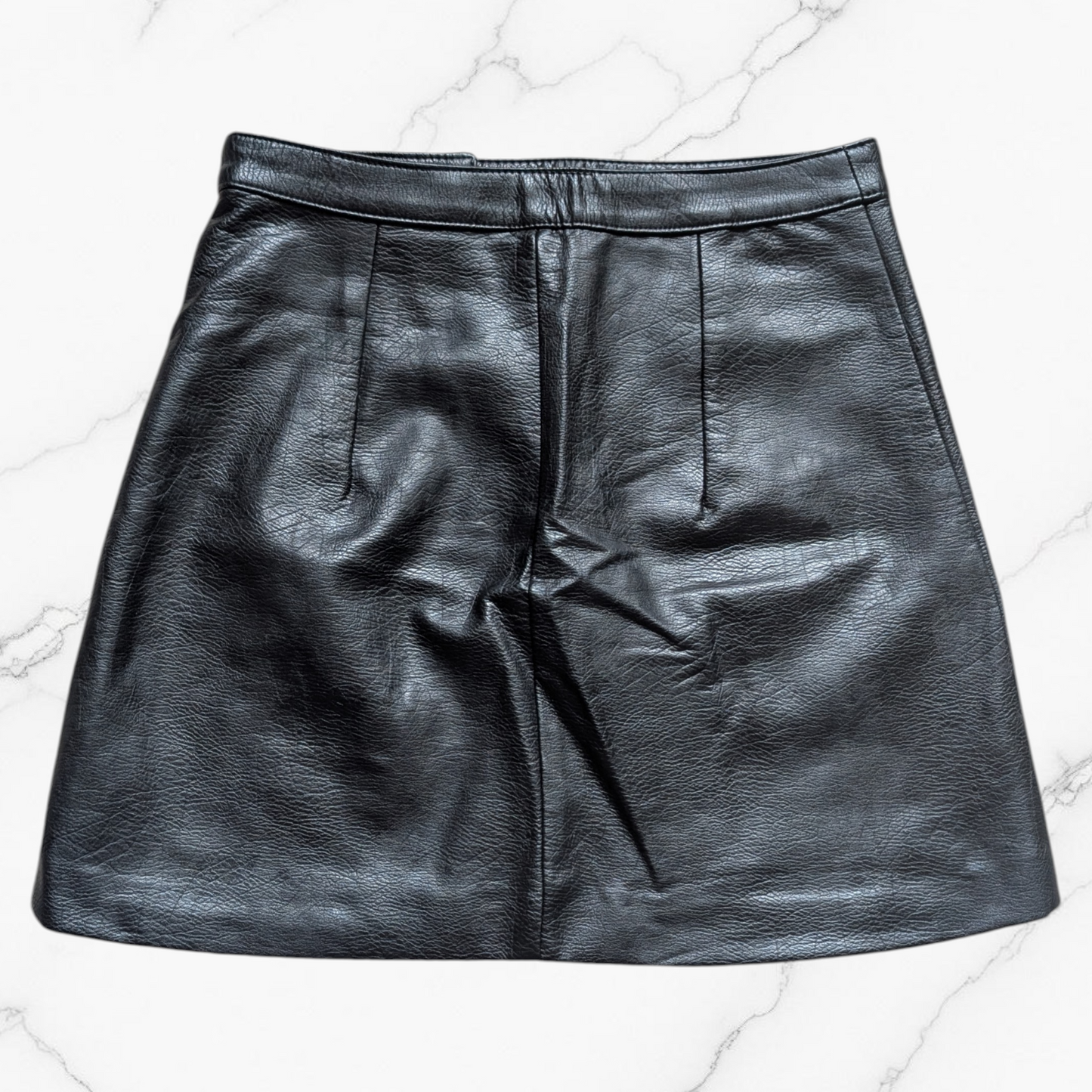 Black Faux Leather Biker Mini Skirt