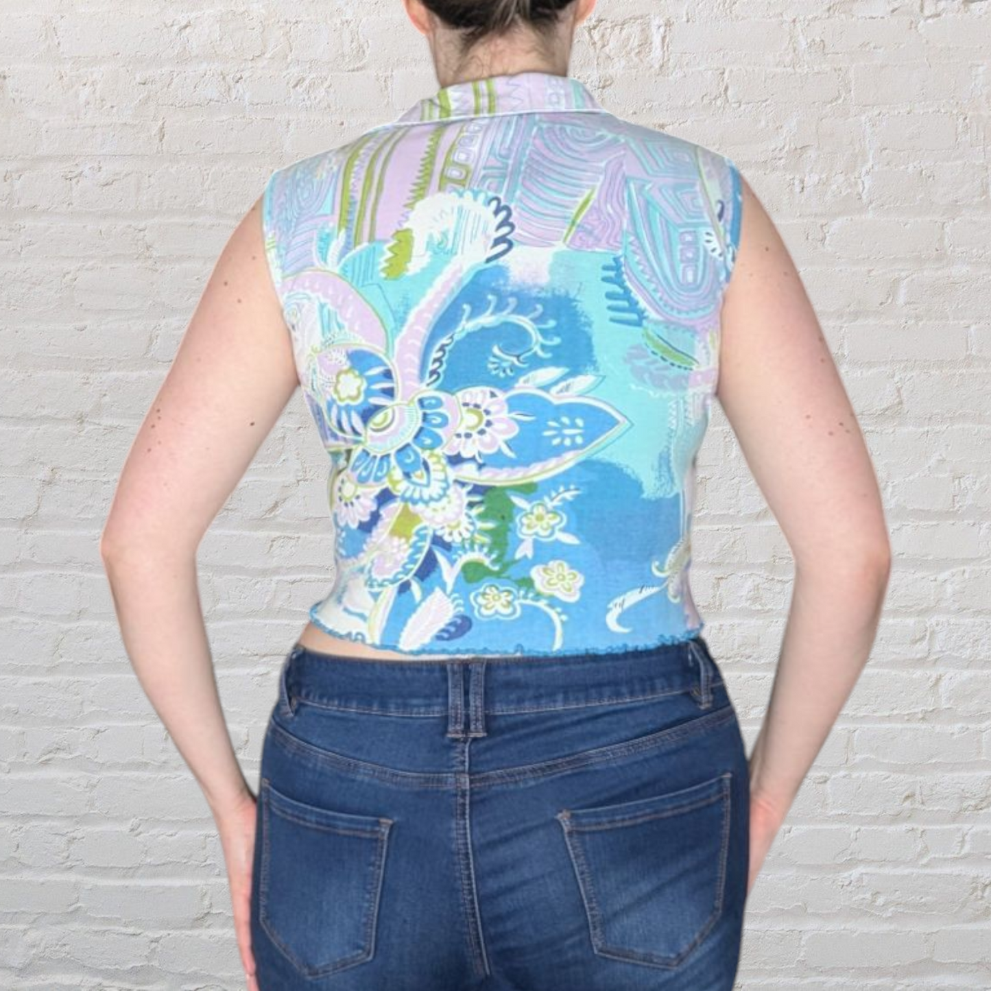00's Turquoise Crop Top