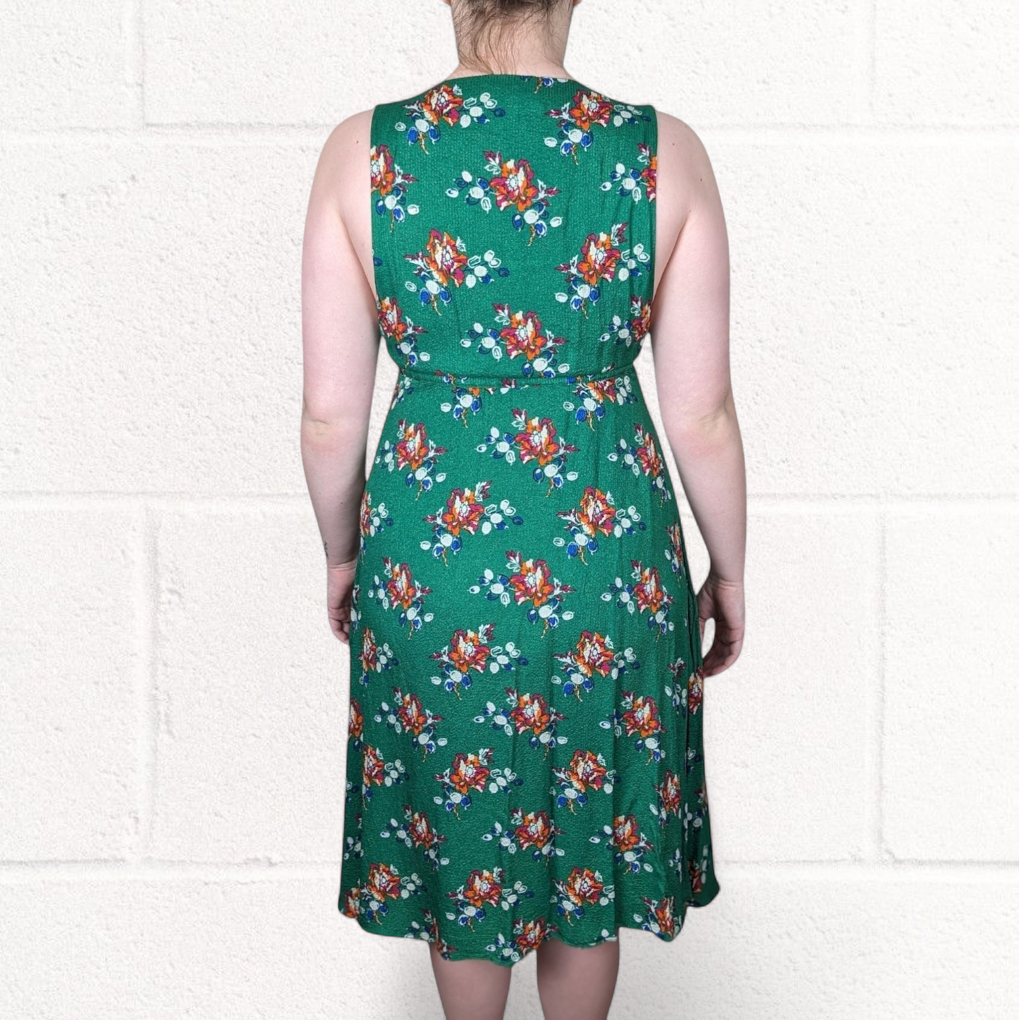 Green Floral Cowl Neck Midi Dress