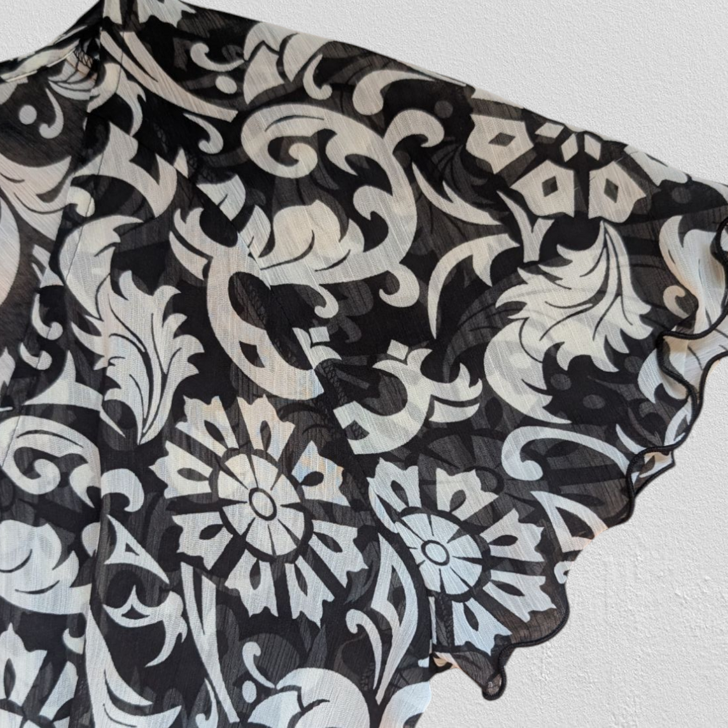 00's Baroque Tie-Waist Blouse