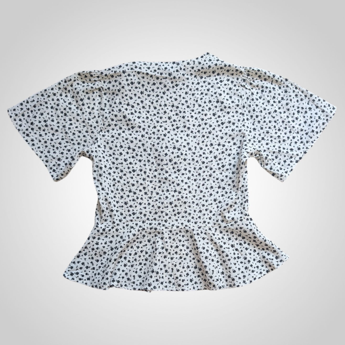 White & Black Floral Peplum Top
