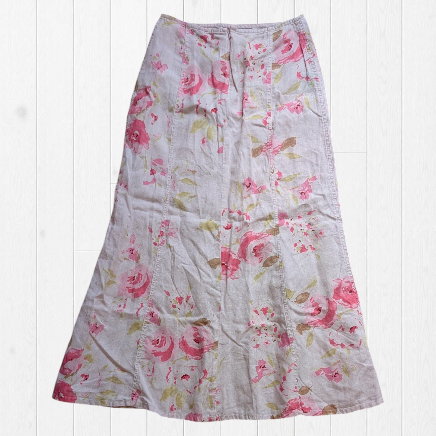 00's Floral Linen Skirt
