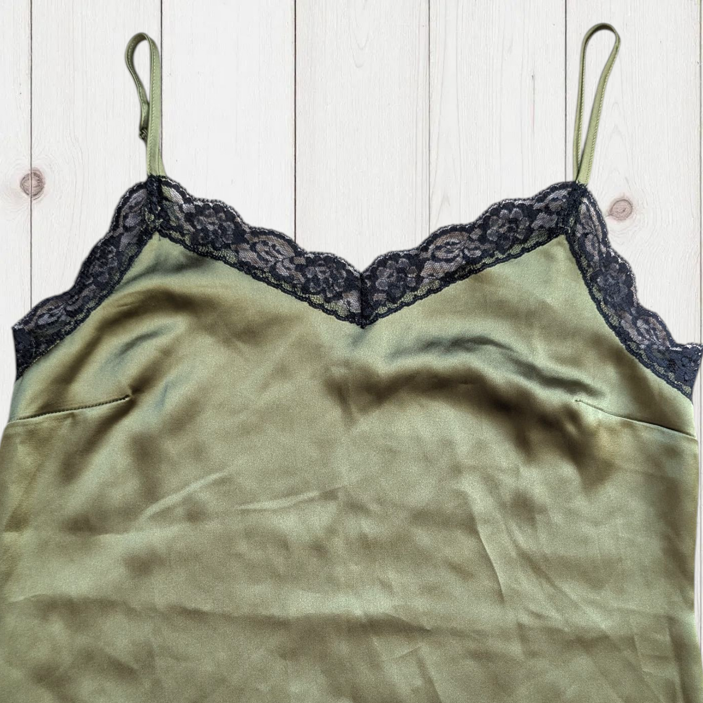 00s Grunge Olive Slip Dress