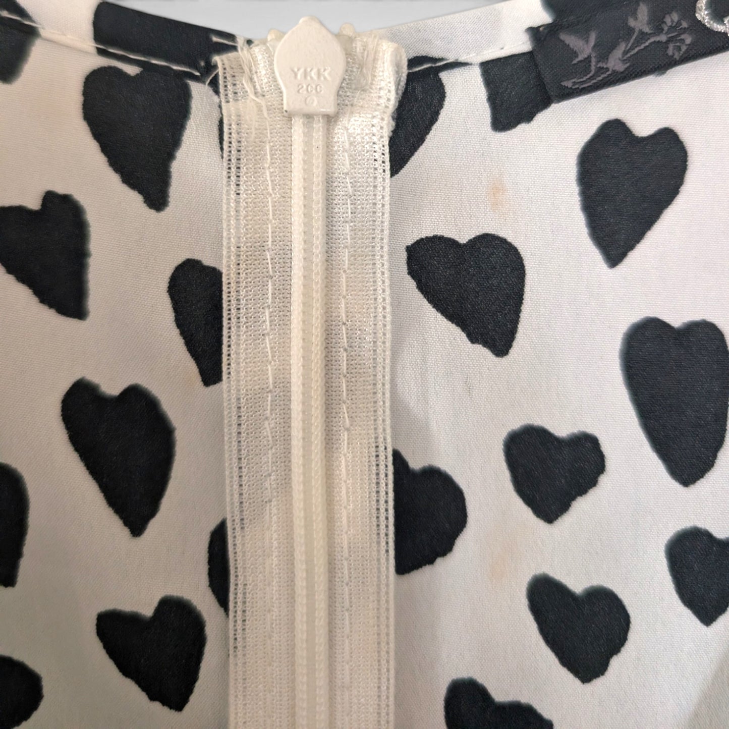 White & Black Heart Print Faux Wrap Mini Dress