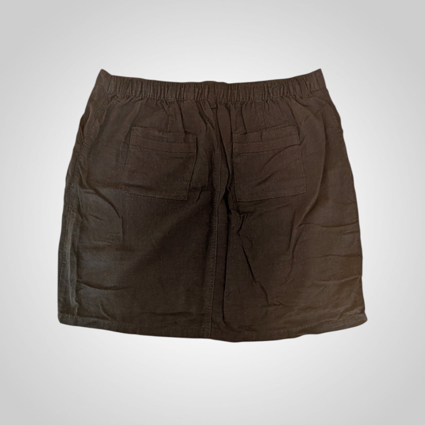 Black Linen Blend Mini Skirt