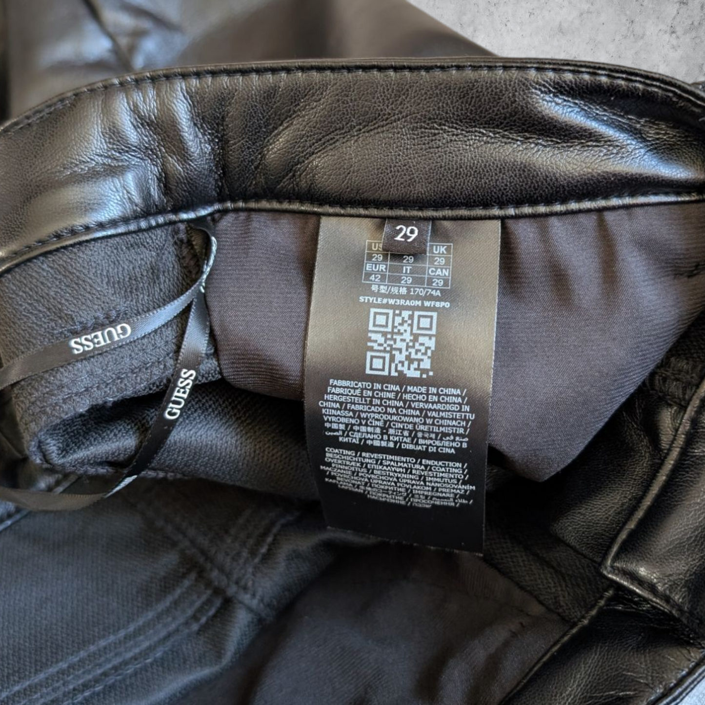 Guess Black Faux Leather Trousers