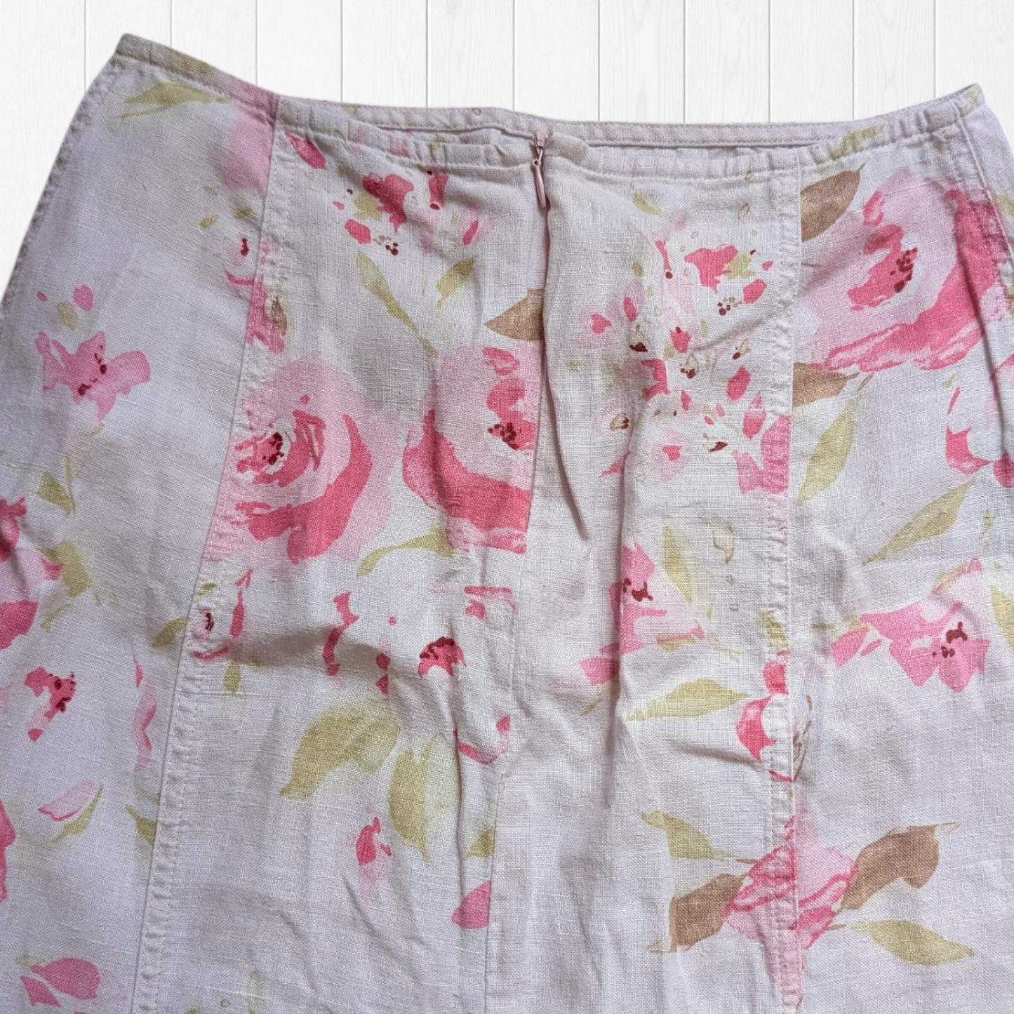 00's Floral Linen Skirt