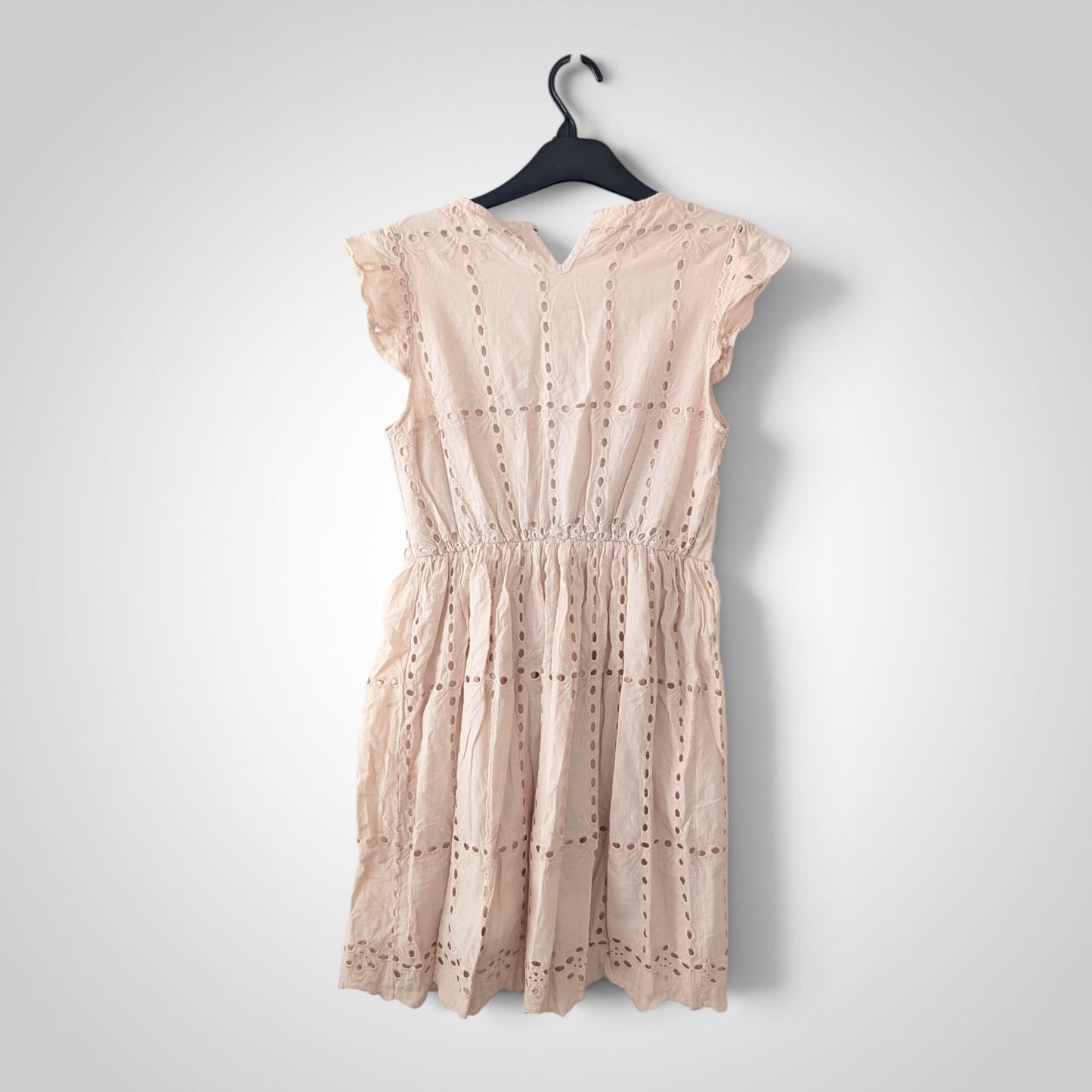 Nude Beige Eyelet Lace Cotton Sundress