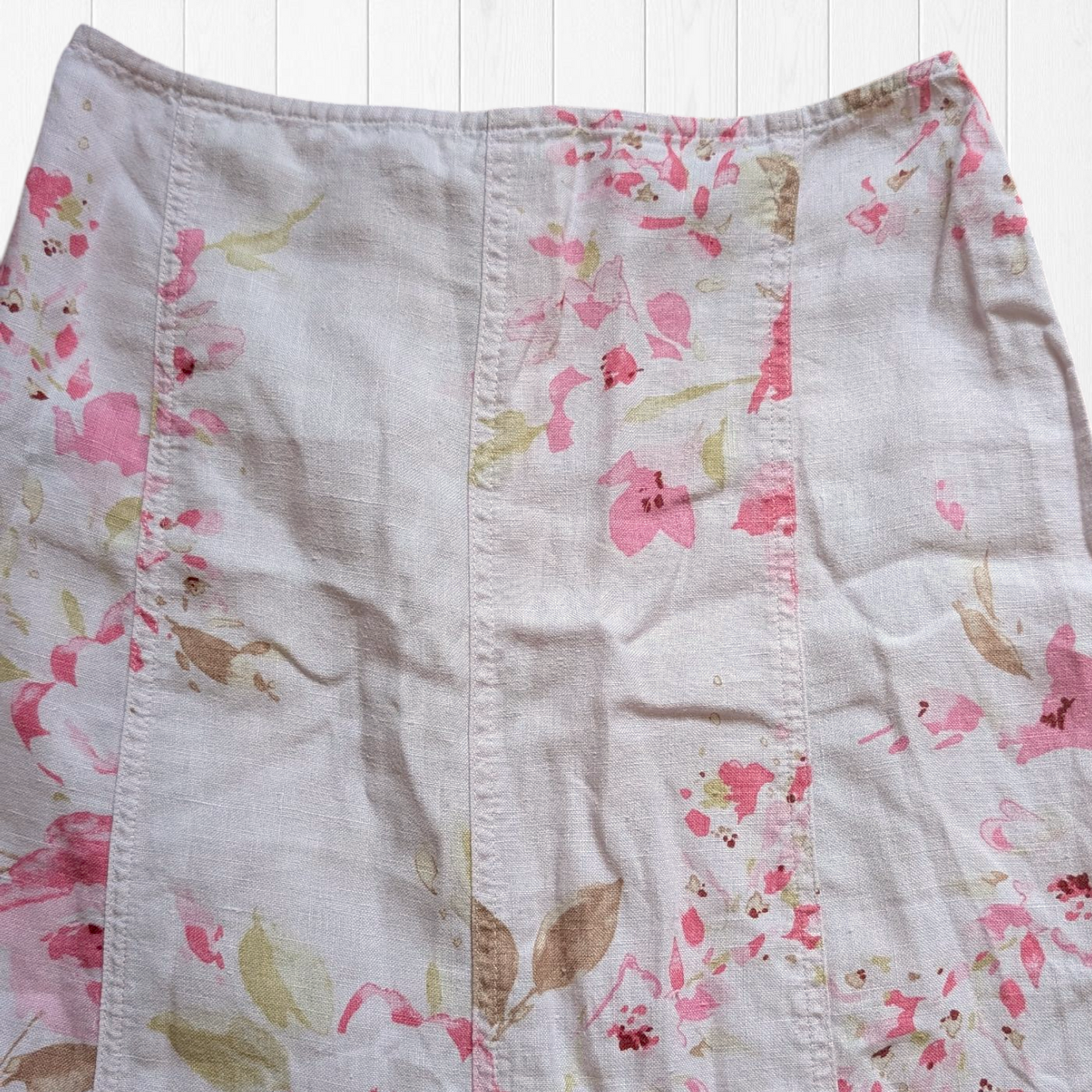 00's Floral Linen Skirt