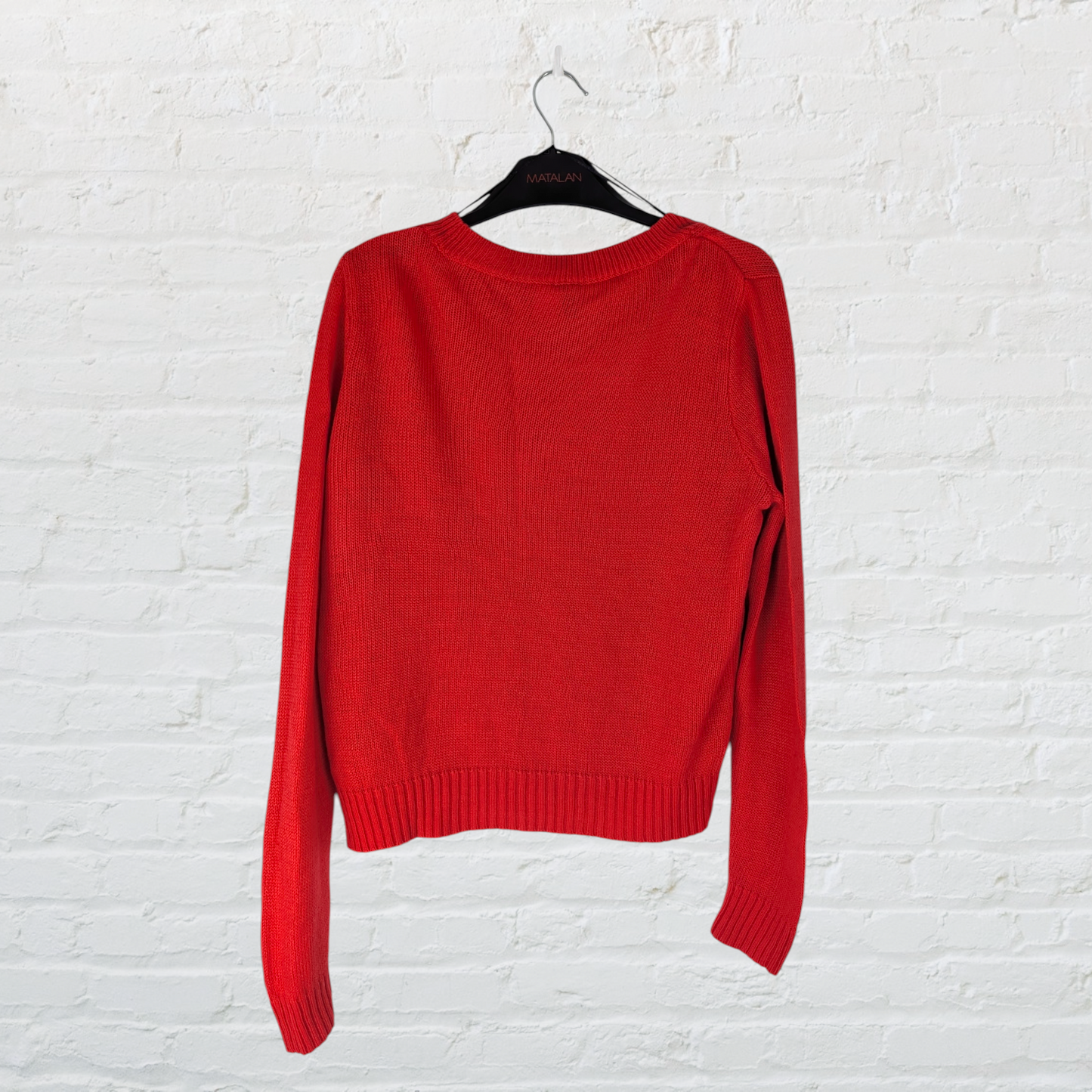 Red Boxy Cropped Knit Jumper