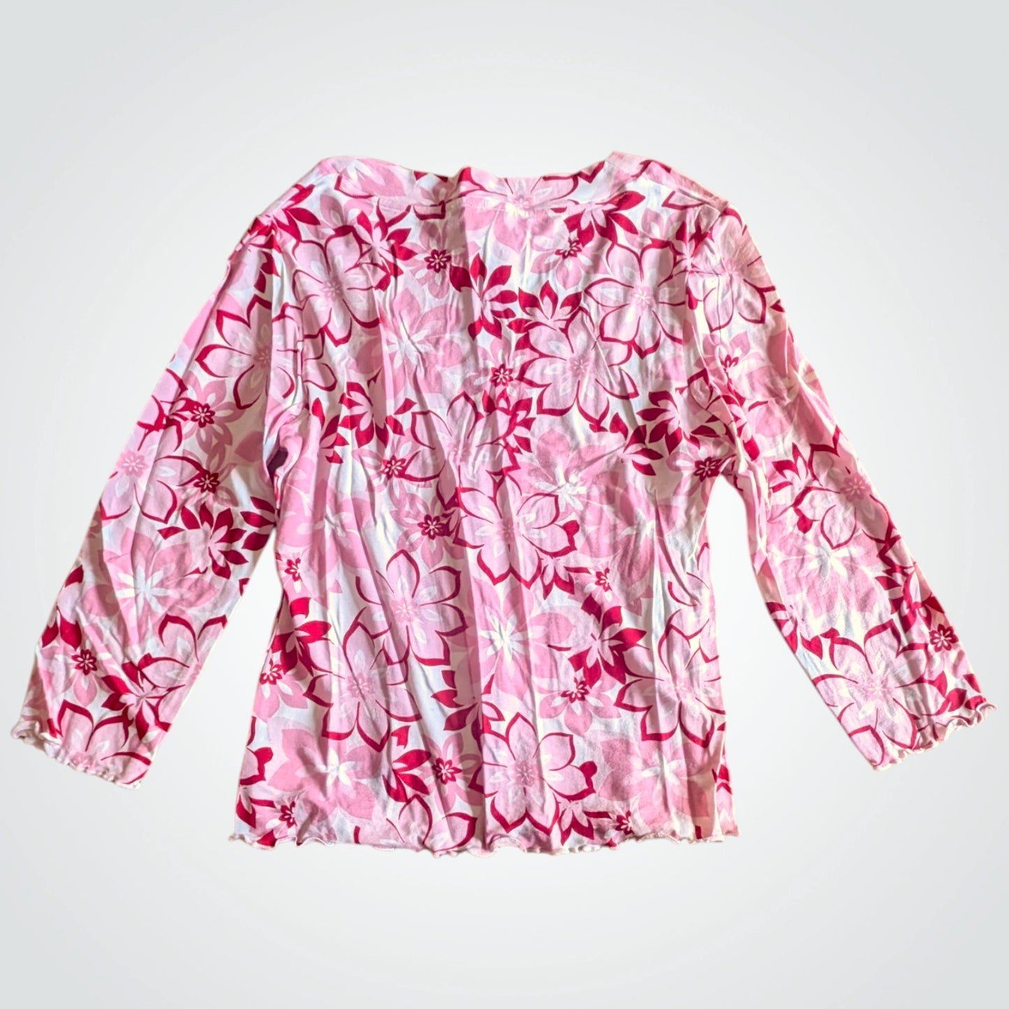 00s Pink Floral 3/4 Sleeve Top