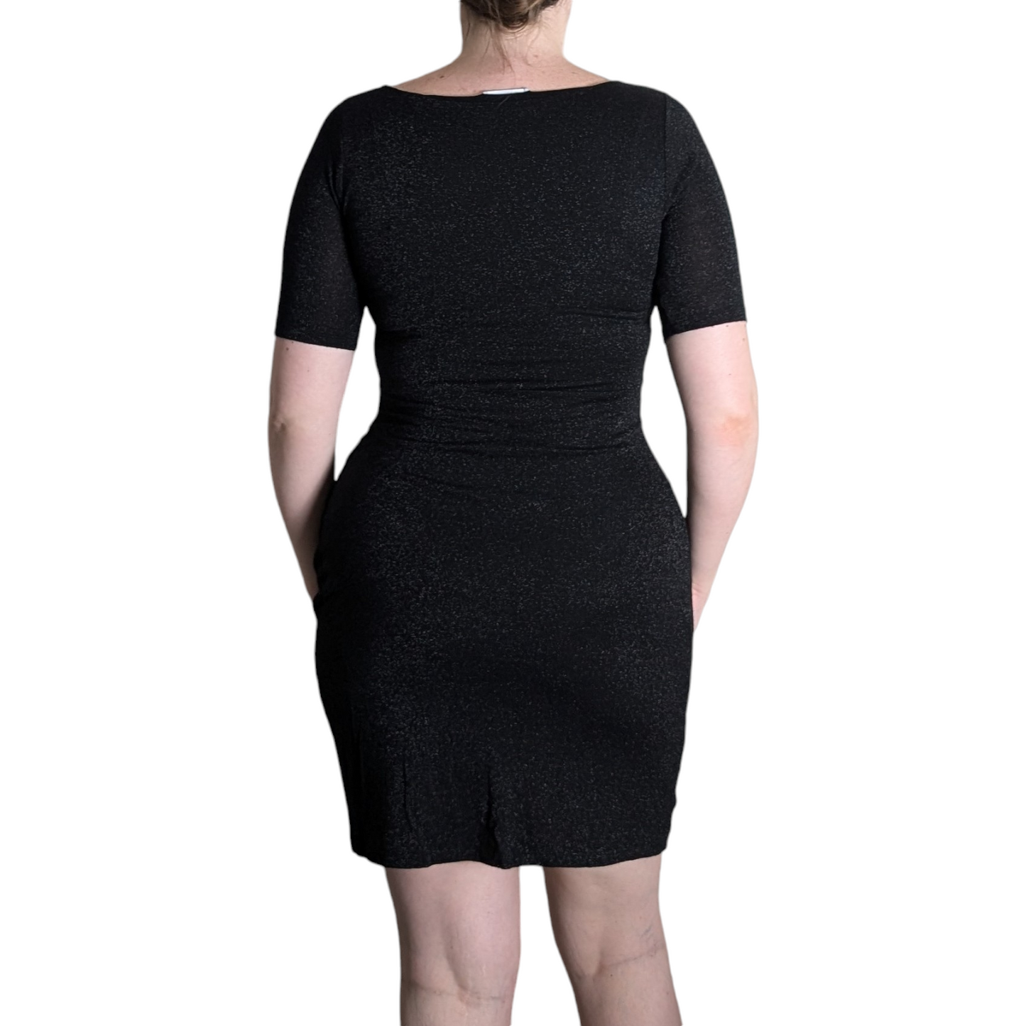00's Sparkly Short Sleeve Black Dress