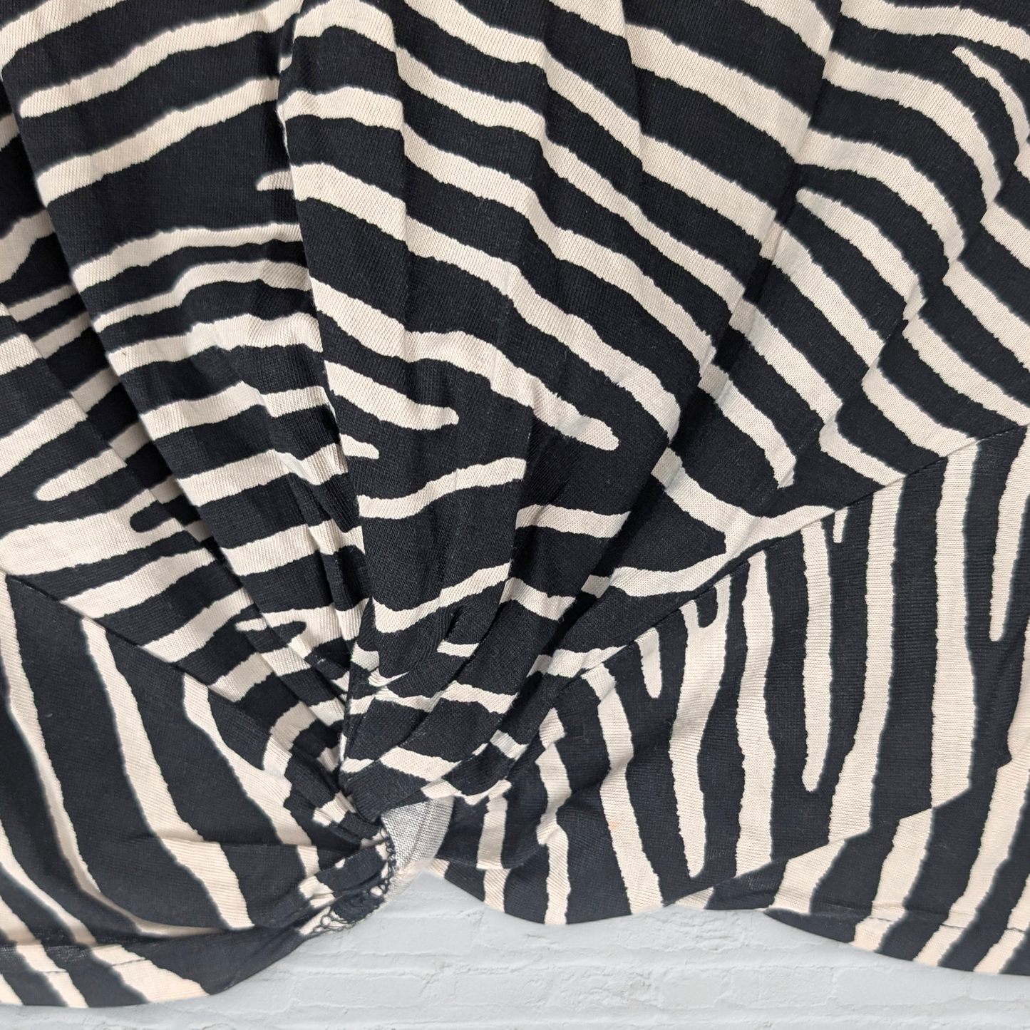 Zebra Print Knot Front Cotton Cropped Top