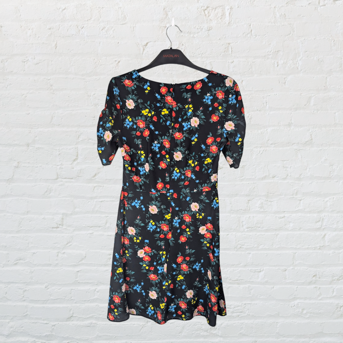 Black Ditsy Floral Ruched Chest Mini Dress