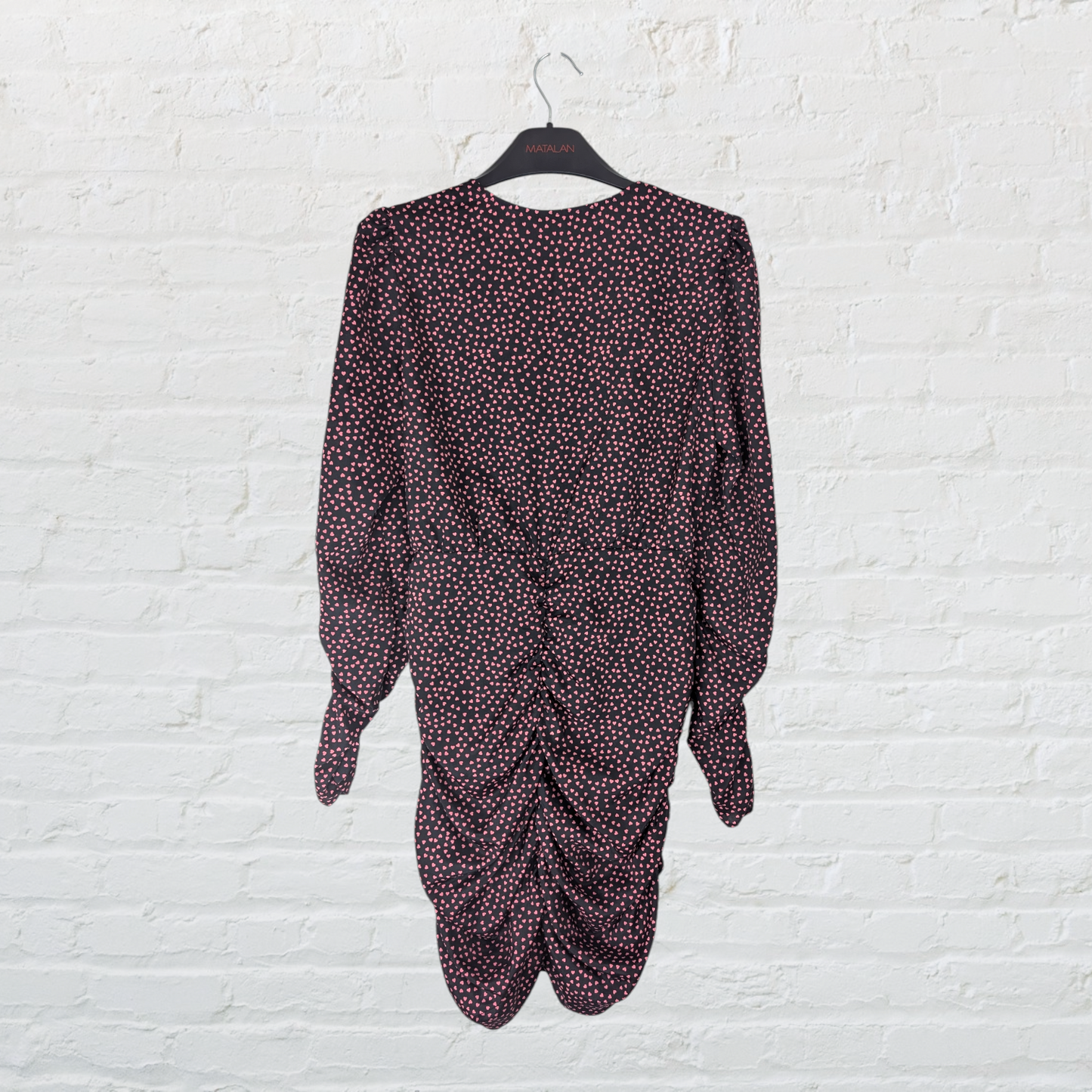 Heart Print Ruched Side Mini Dress