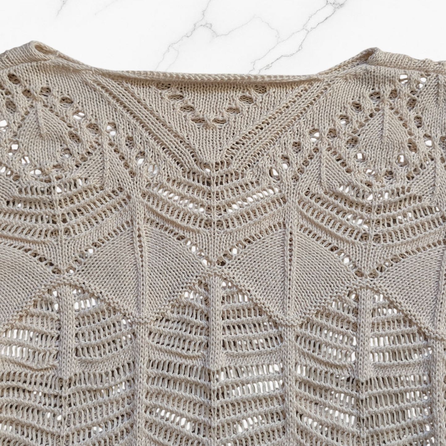 Beige Sand Crochet Open Knit Long Sleeve Top