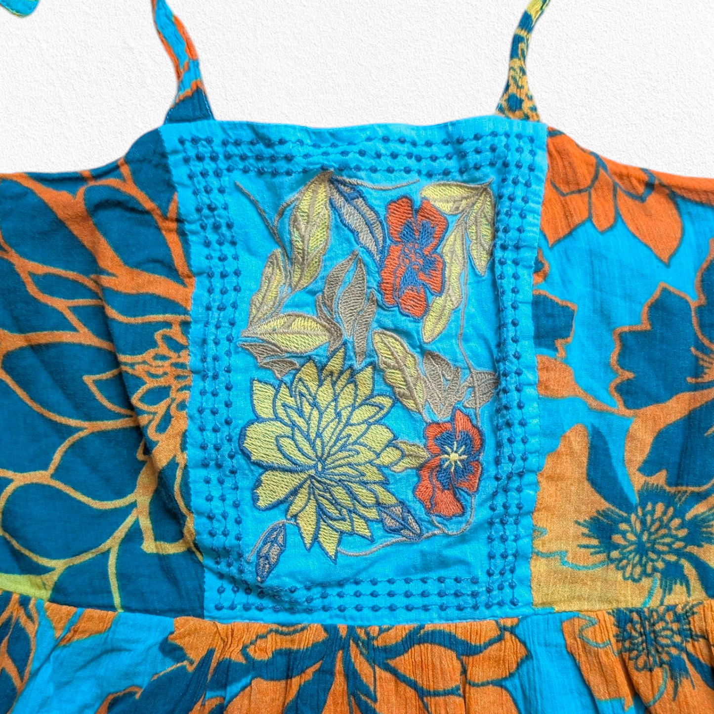 00's Tropical Turquoise Halter Neck Dress