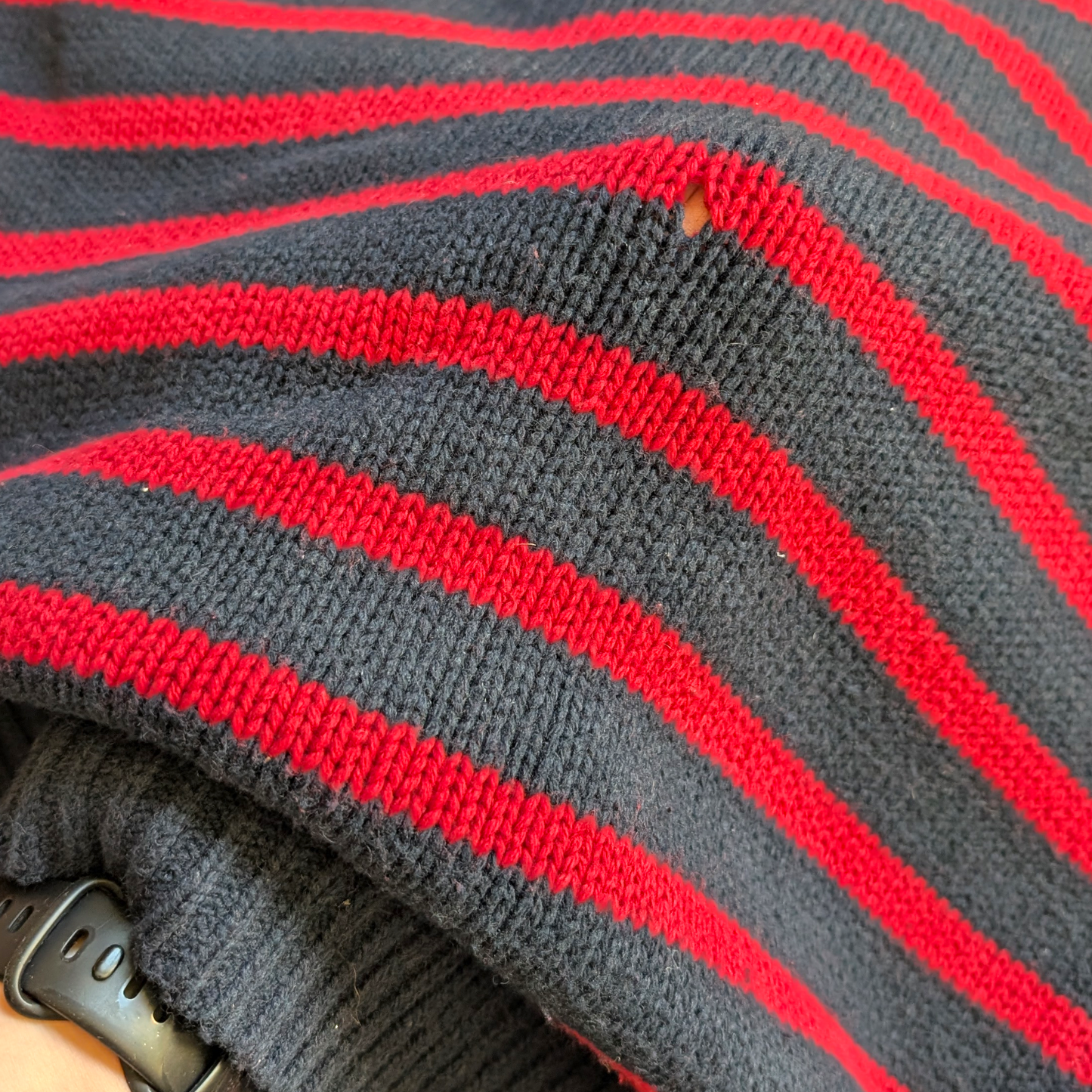 Vintage FatFace Men's Navy & Red Striped Wool-Blend Jumper