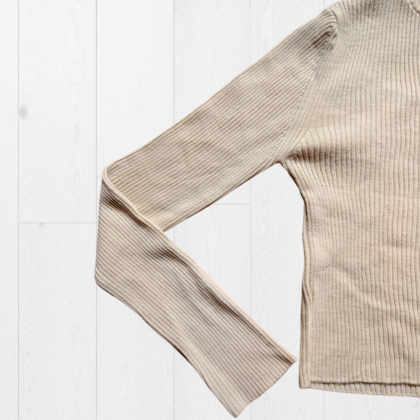 Beige Double Zip Cropped Hoodie