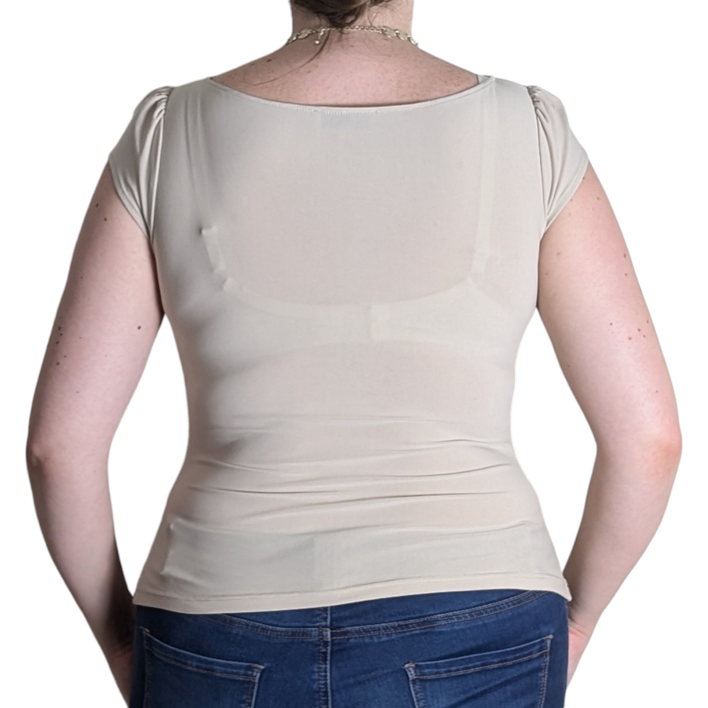 00's Beige Ruched Top