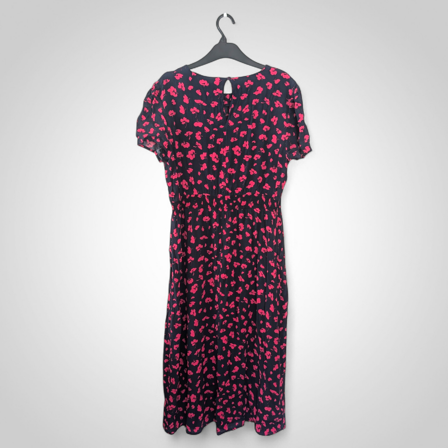 Navy & Magenta Floral Midi Dress