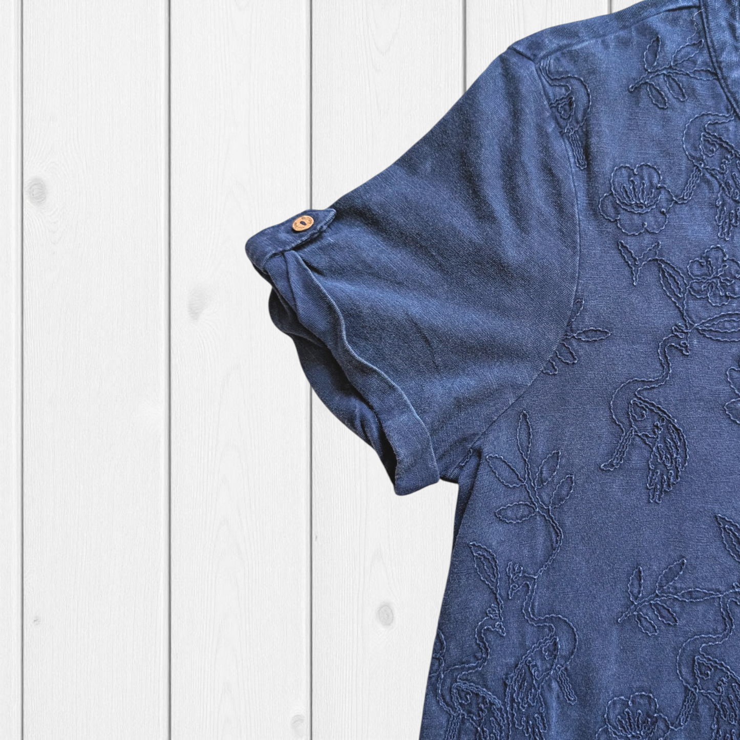 Boho Navy Embroidered Top
