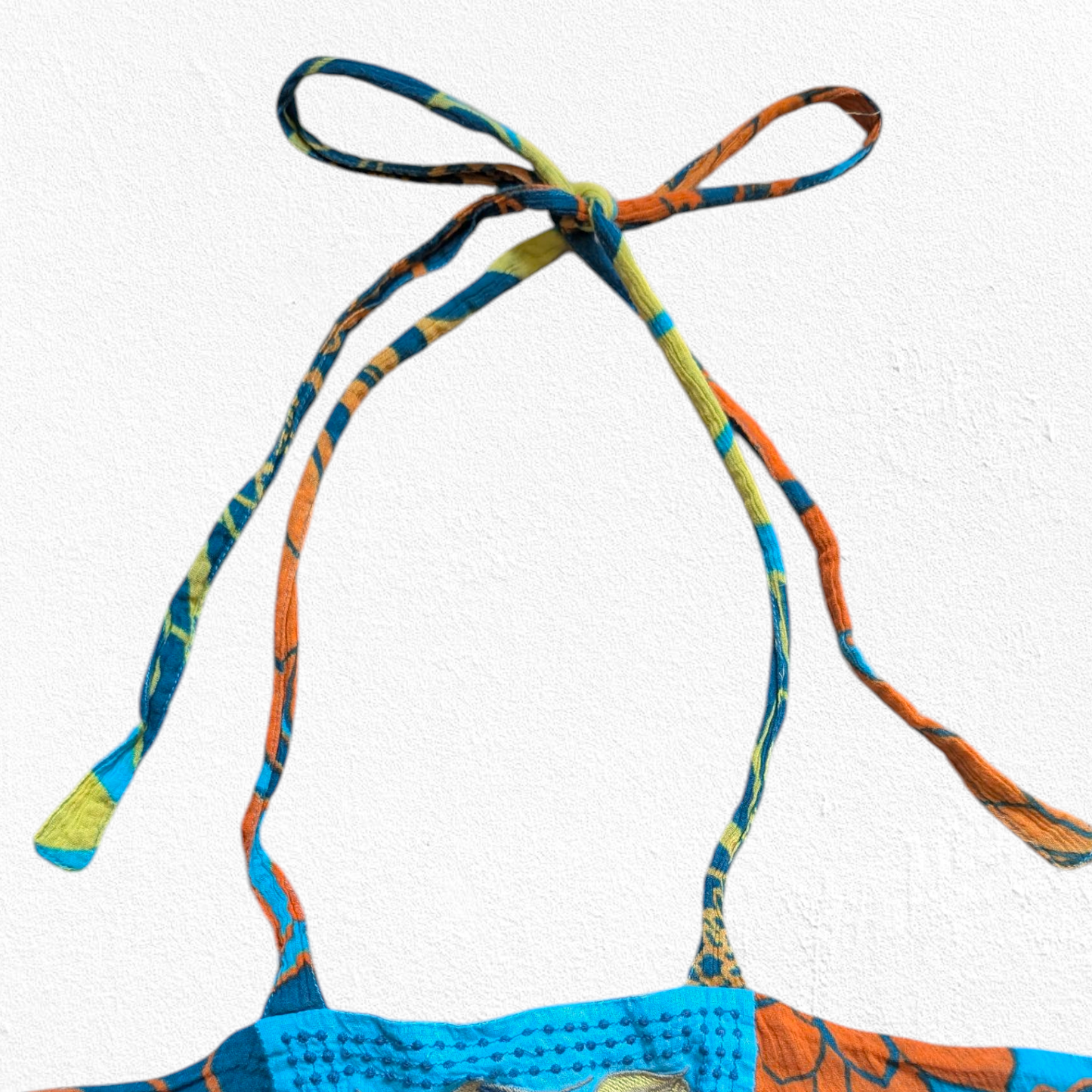 00's Tropical Turquoise Halter Neck Dress