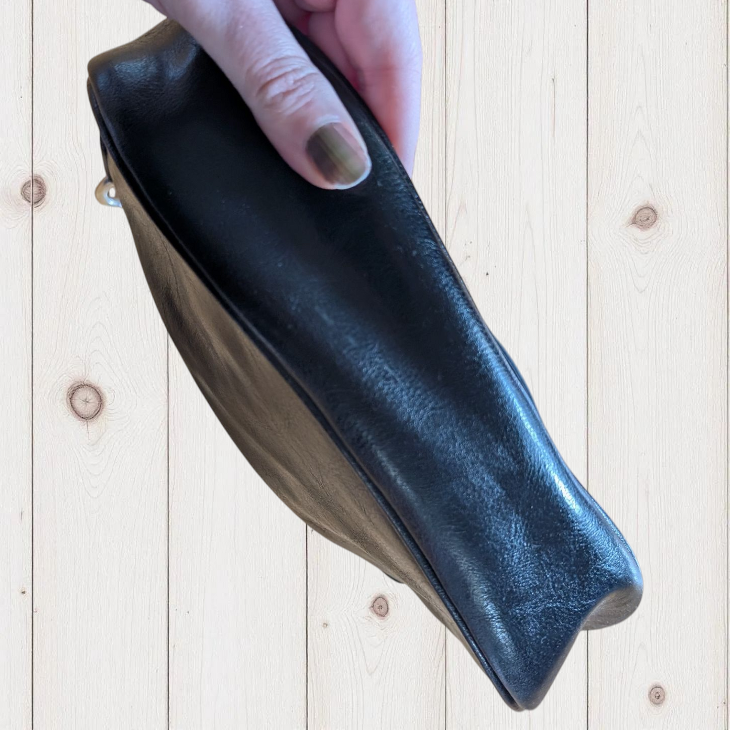 90s Black Faux Leather Shoulder Bag