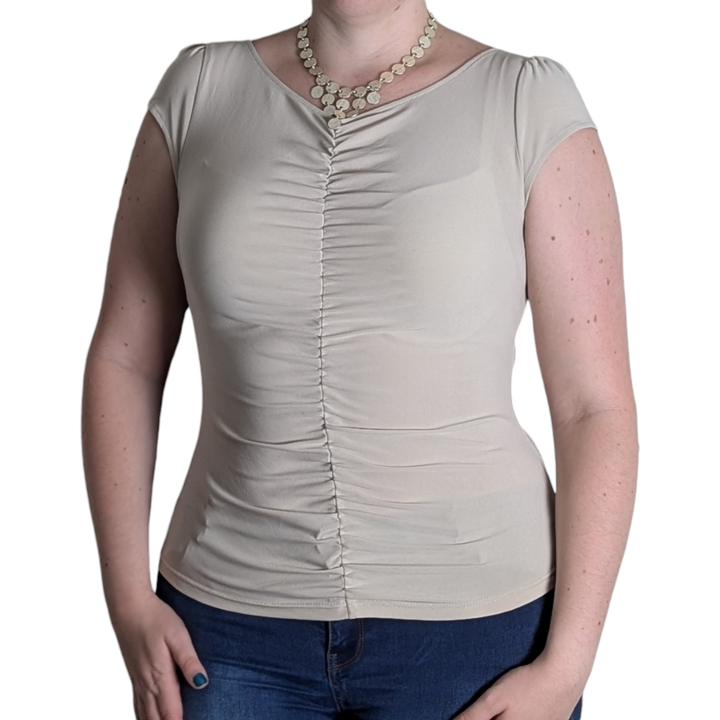 00's Beige Ruched Top