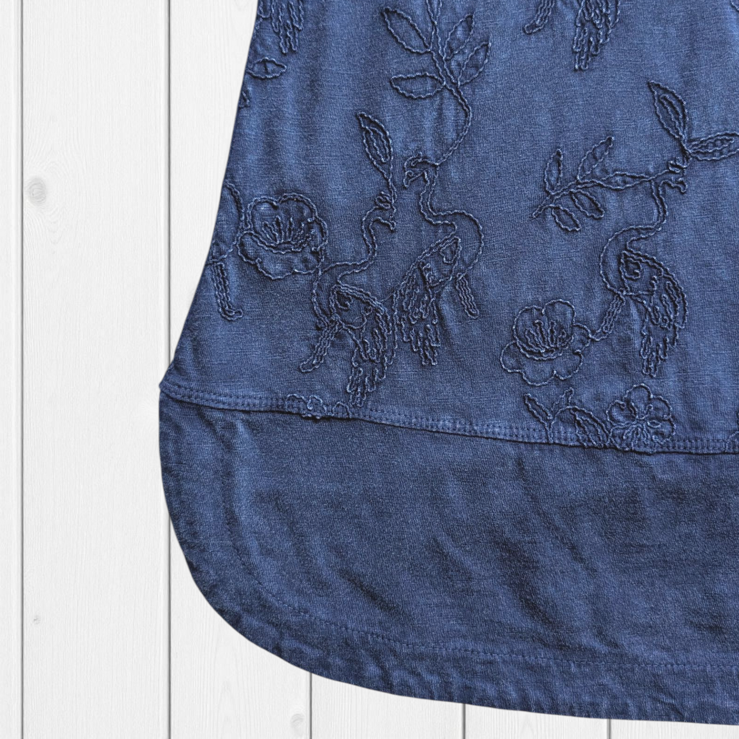 Boho Navy Embroidered Top