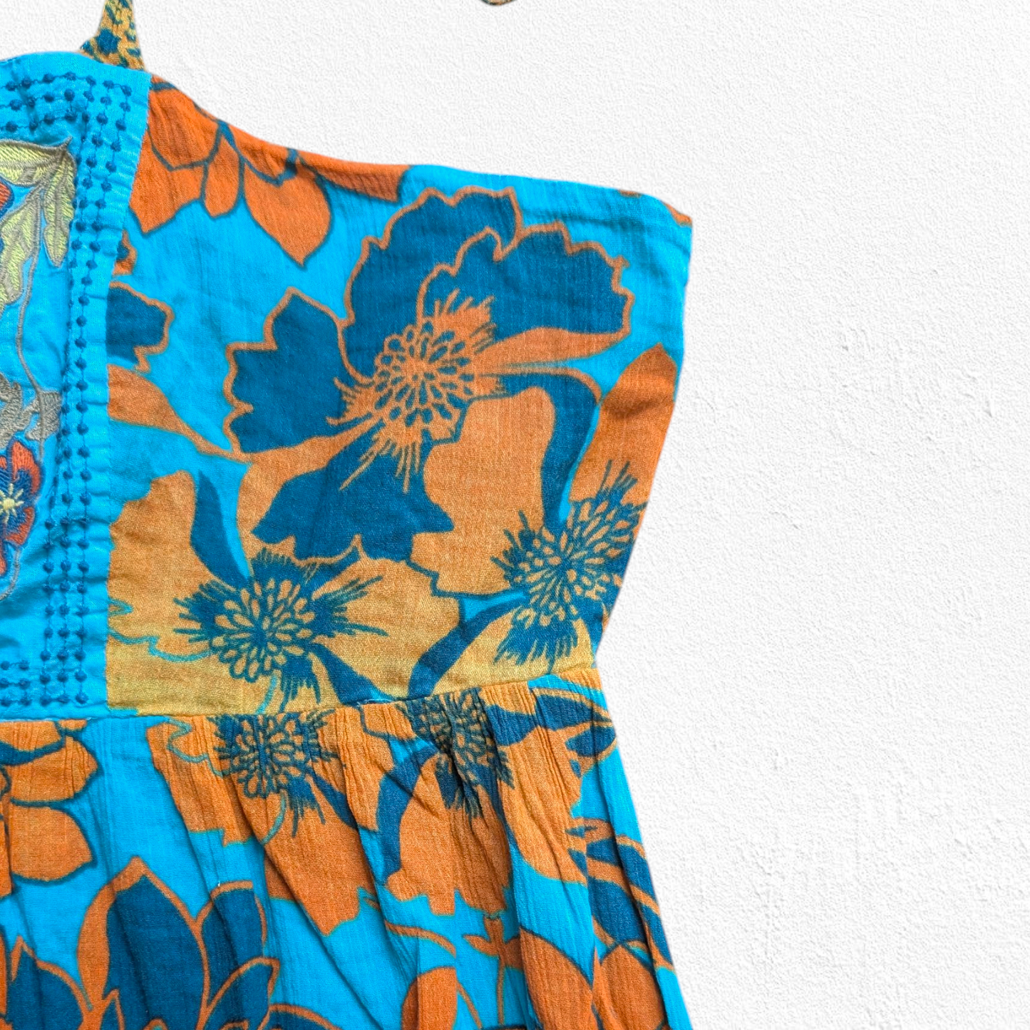00's Tropical Turquoise Halter Neck Dress