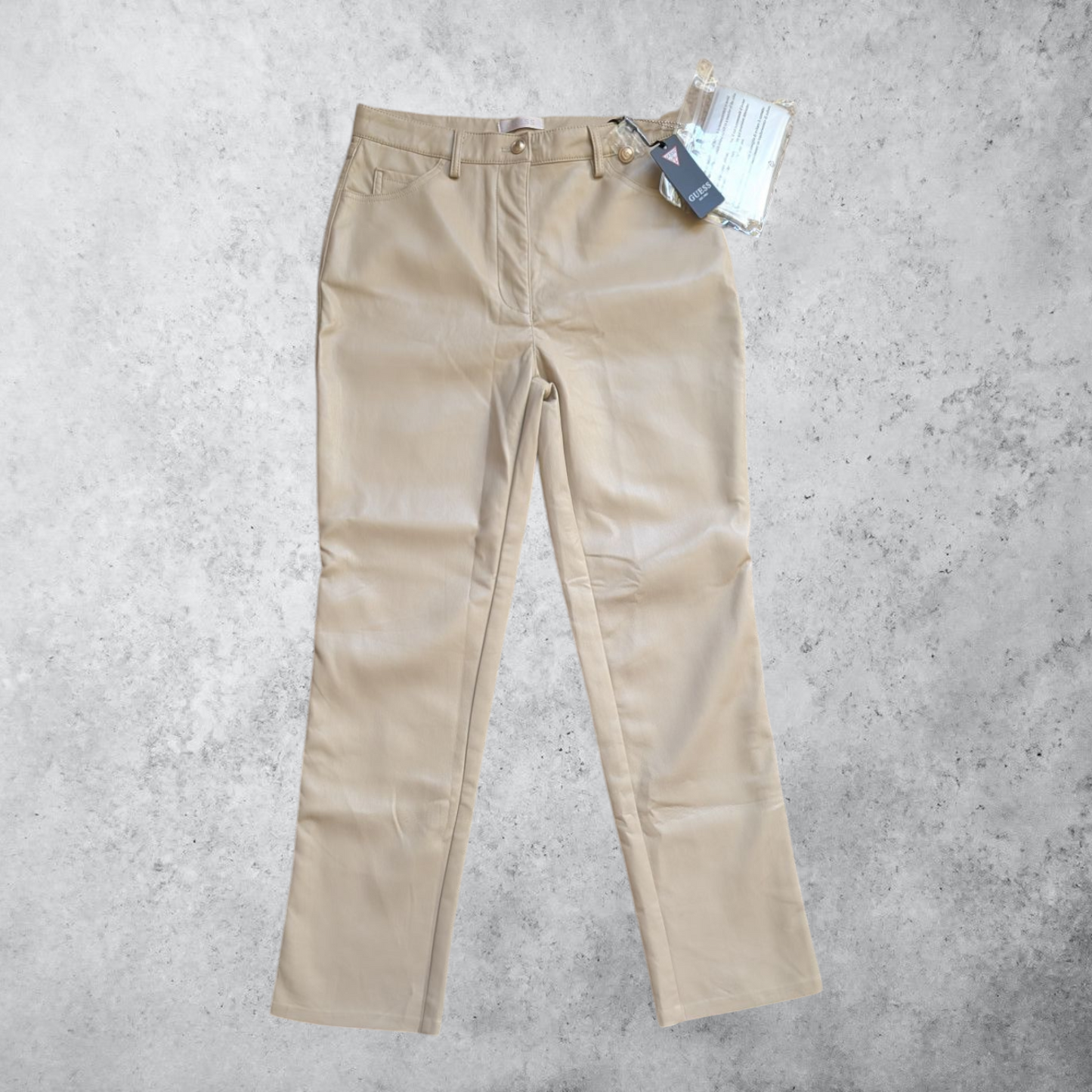 Guess Cream Faux Leather Trousers
