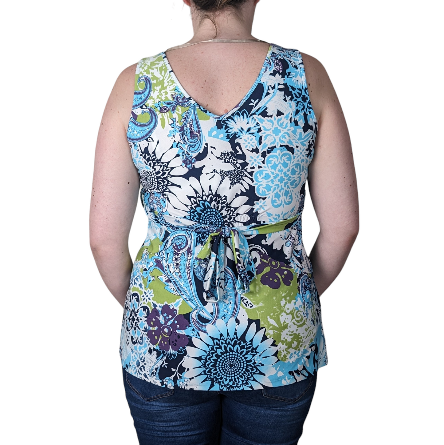 00's Boho Paisley Belted Top
