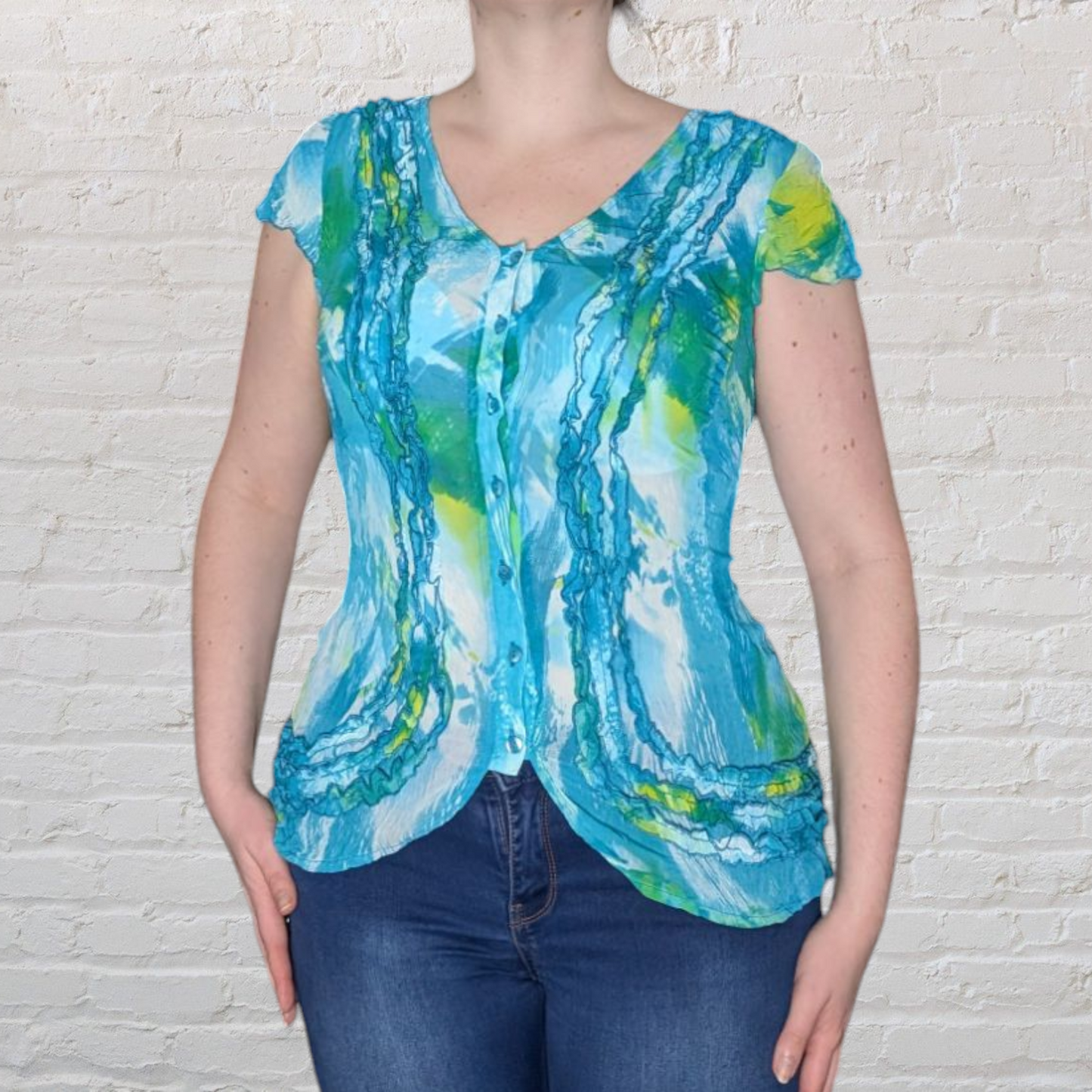 00's Turquoise Blouse