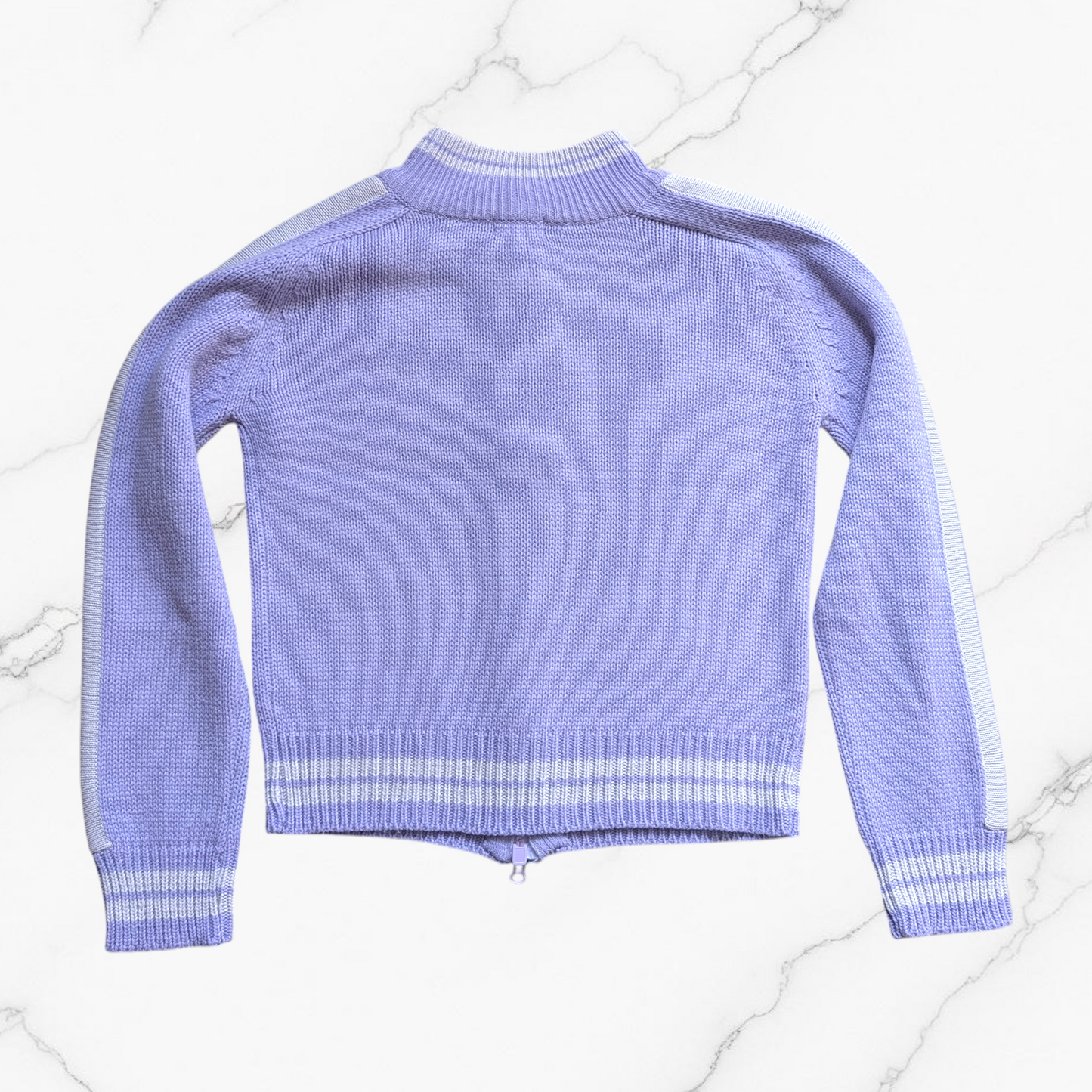 00's Lilac Striped Double-Zip Knit Cardigan