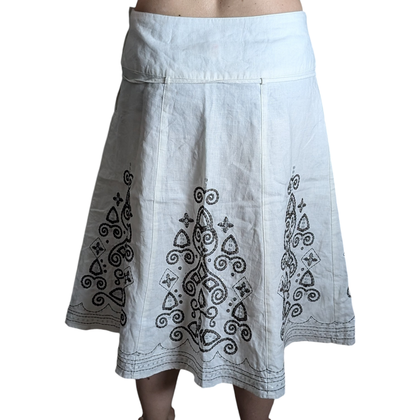 00's White Boho Midi Skirt