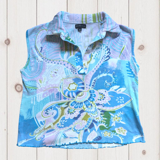 00's Turquoise Crop Top