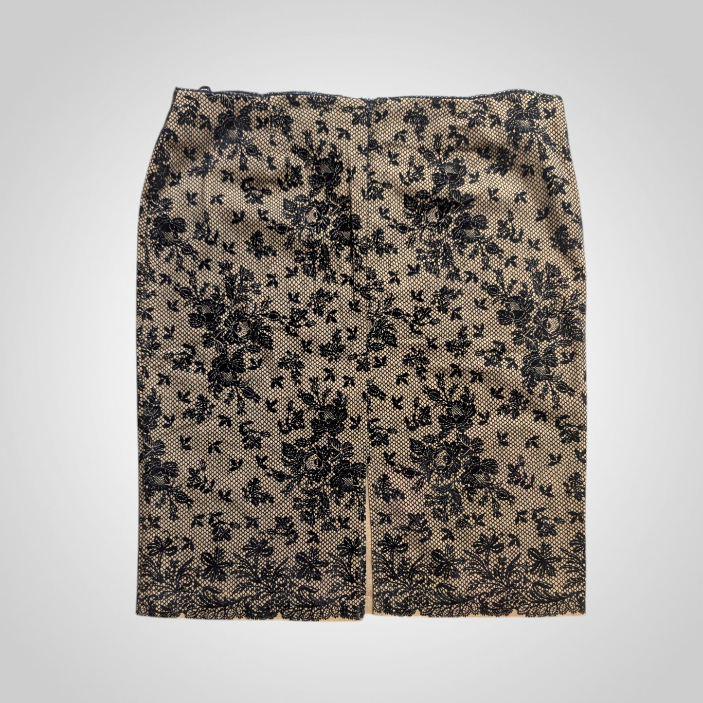 90s Black & Tan Lace Pencil Skirt