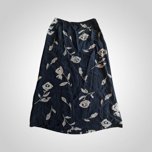 90s Vintage Silk Midi Skirt