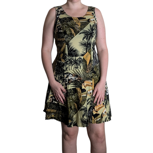 90's Tropical Print Dress