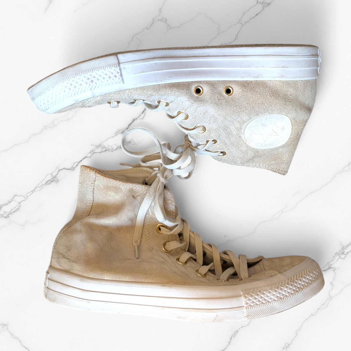 Converse Metallic Gold Brush High Top Trainers - UK 5.5