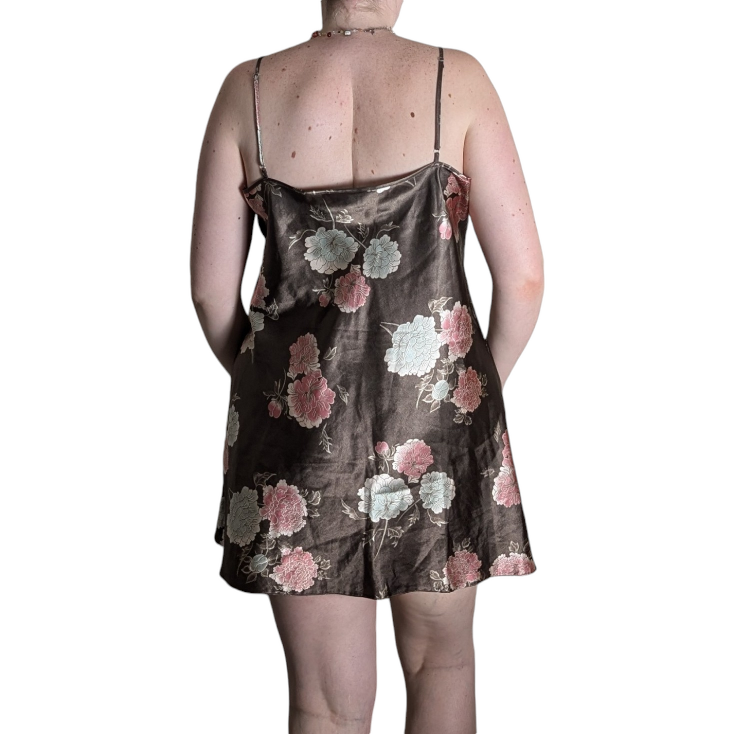 00's Brown Floral Slip Dress