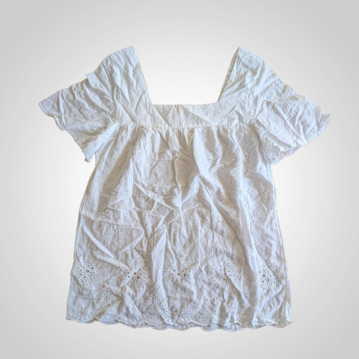 FatFace White Broderie Anglaise Blouse