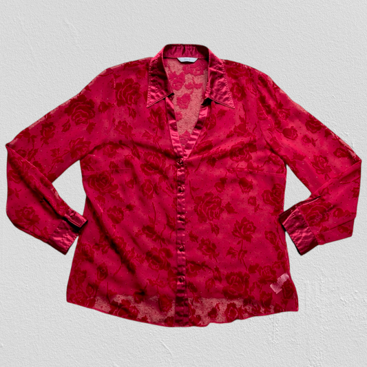 90's Vamp Velvet Sheer Blouse